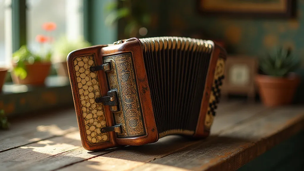 Accordion and miniature garden scene