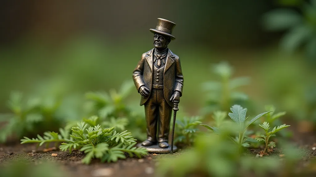Victorian gentleman figurine with ferns