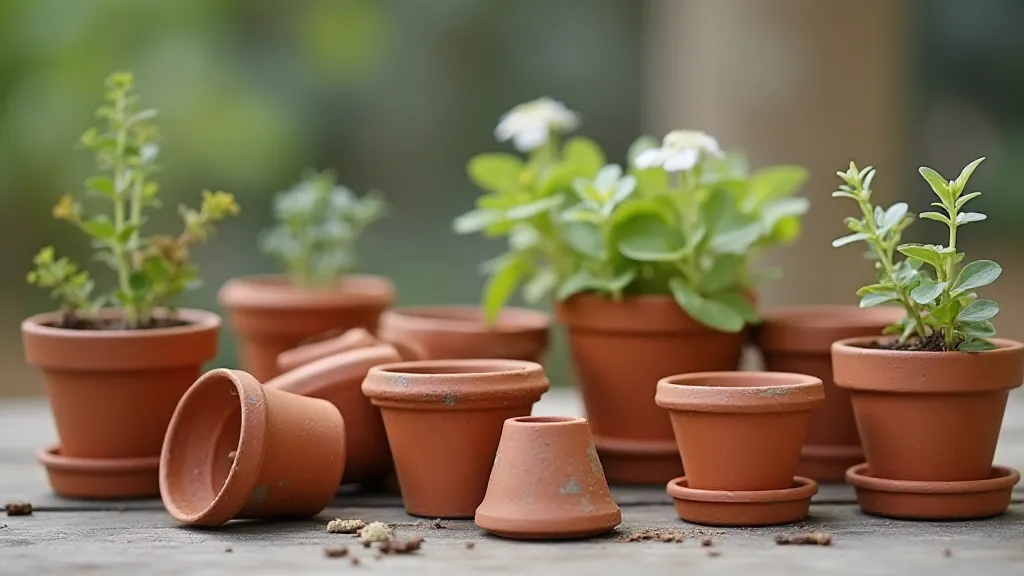 Miniature flower pots collection