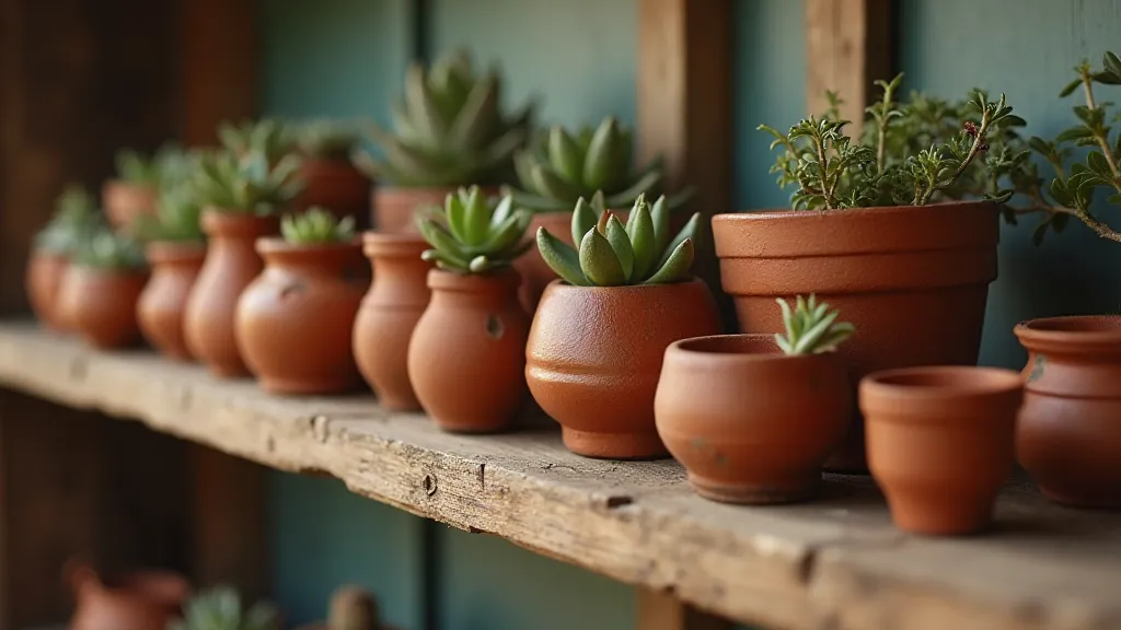 Collection of miniature clay pots