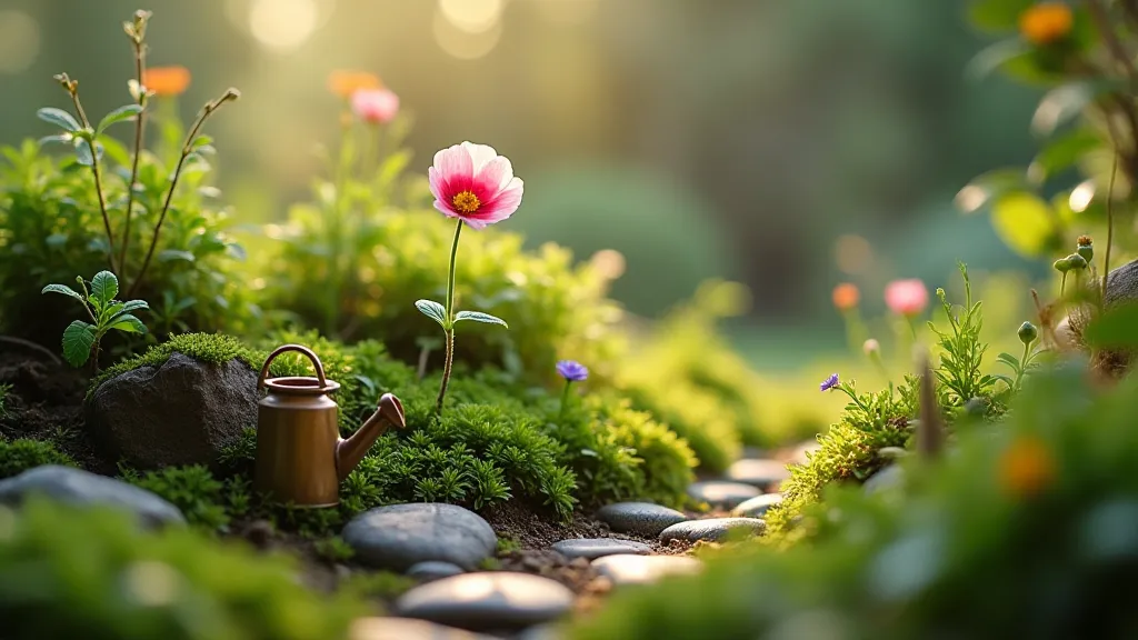 Miniature terrarium with poppy