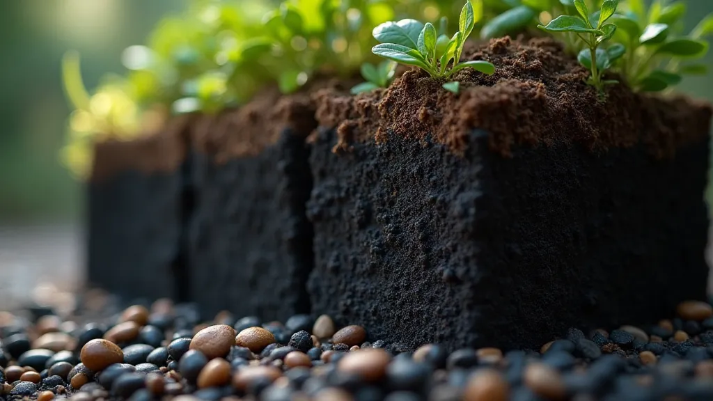 Layers of substrate in a miniature terrarium.