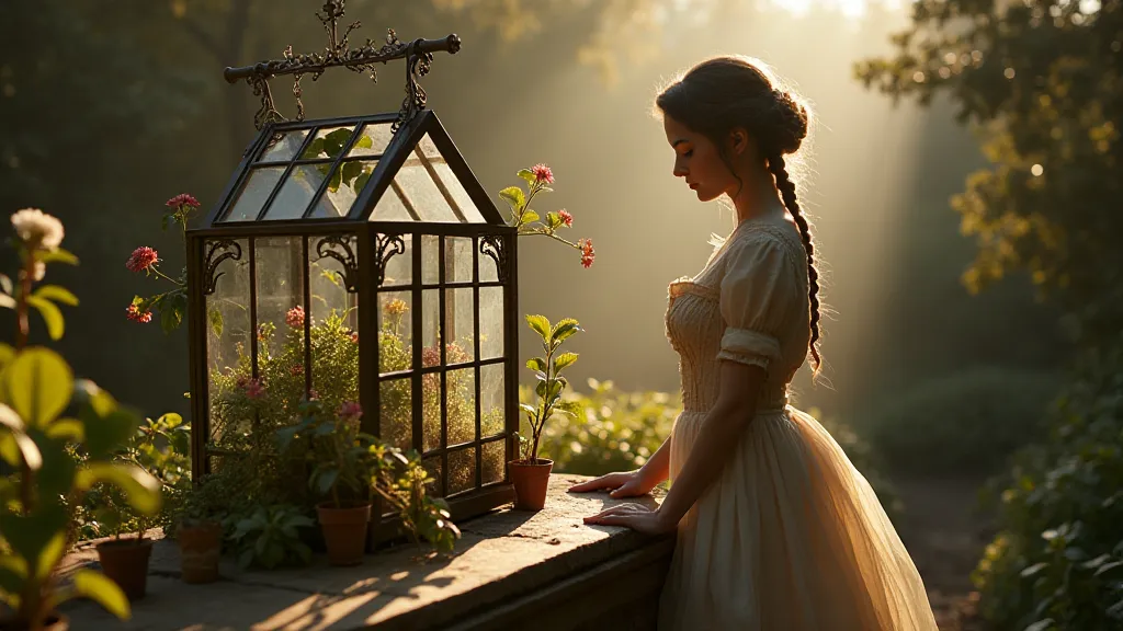 Victorian miniature greenhouse scene
